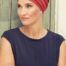 Nomi turban fra Christine headwear i rød. Hue til kræftramte
