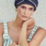 Emmy V turban Blue and gold. Tuban for hairloss